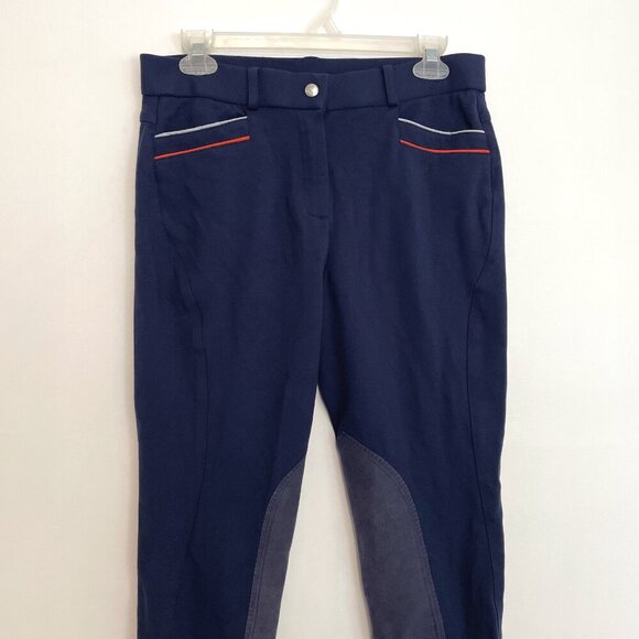 HR FARM Horse Riding Suede Breeches Navy Blue Striped Equestrian Pants Horseback - Picture 4 of 16